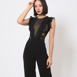 Sheer Valentine Lace Jumpsuit, Black size M